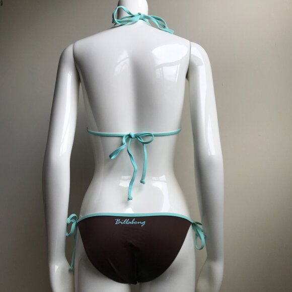 Billabong BLUE CRUSH era bikini brown reversible triangle set - Picture 7 of 9